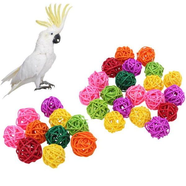 10/20pcs Rattan Balls Parrot Toys Bird Interactive Bite Chew Toys for Parakeet Budgie Cage Accessories Bird Playing Toys