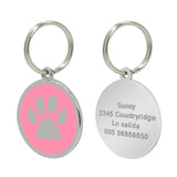 Custom Cat ID Tag Personalized Cat Name Tag Pendant Collar Engraved Cats Kitten Name Plate Accessories Paw Round Glitter Pink