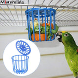Blue Cute Pet Bird Parrot Feeder Cage Fruit Vegetable Holder Cage Accessories Hanging Basket Container Toys Pet Bird Supplies