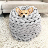QQQPET Rough Hand woven Cat Wool Blanket Washable Dog Pet Nest Blanket Cat Warm Bed Plush Wool Cotton Cozy Nest Mat Pad