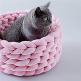 QQQPET Rough Hand woven Cat Wool Blanket Washable Dog Pet Nest Blanket Cat Warm Bed Plush Wool Cotton Cozy Nest Mat Pad