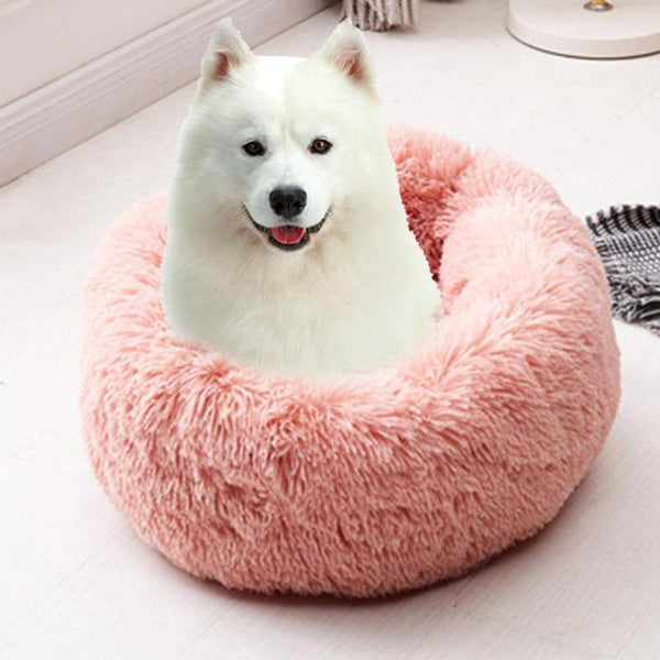 Round Dog Bed Washable Long Plush Dog Kennel Cat House Super Soft Cotton Mats Sofa For Dog Basket Pet Warm Sleeping Bed 6 Colors