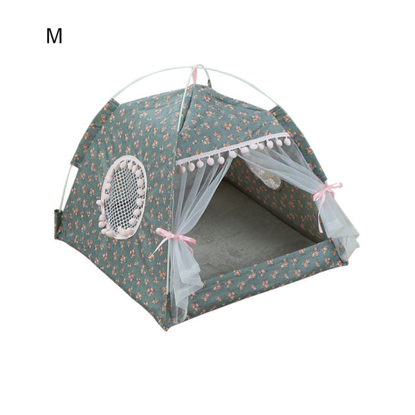 2019 Portable Foldable Pet Dog Tent House Breathable Print Pet Cat House With Net Outdoor Indoor Mesh Cat Small Dog Tent House O