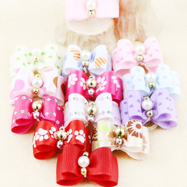 NEW ARRIVAL 10pcs Mixed Colors Dog Hair Bows Dog Grooming For Dog Pet Puppy Cat Bowknot Puppy Rubber Band