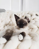 QQQPET Rough Hand woven Cat Wool Blanket Washable Dog Pet Nest Blanket Cat Warm Bed Plush Wool Cotton Cozy Nest Mat Pad