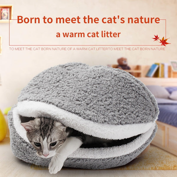 Warm Cat Bed House Hamburger Bed Disassemblability Windproof Pet Puppy Nest Shell Hiding Burger Bun For Winter Nest High Quality