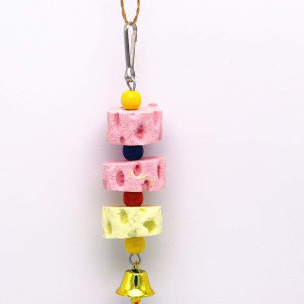 1 Pcs Parrot Bird toy Mineral Stone Grinding Mouth Molar Chewing toy Hanging String Colorful toys Parakeet Bird Cage Accessories