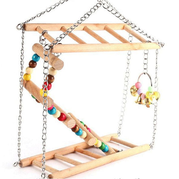 Parrot climbing ladder swinging Bird Hamster Bridge Wood Swing Toys Small Pet Ladder Stand Platform Cage Accessories