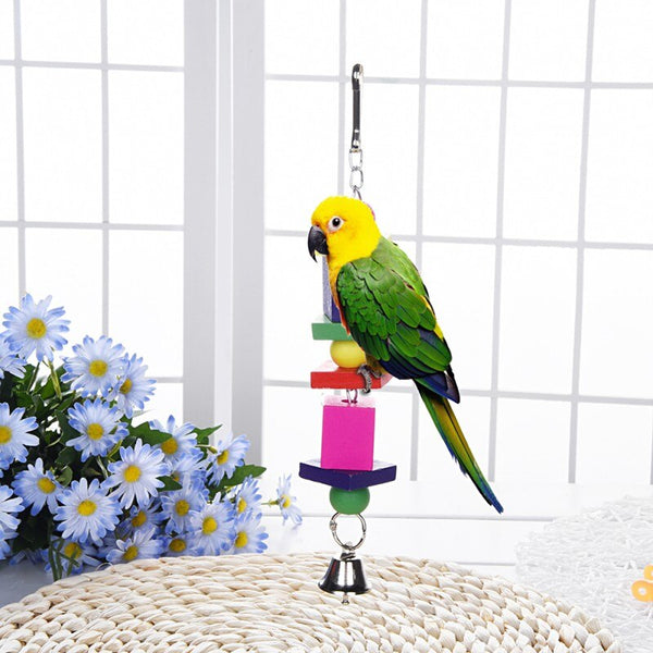 Parrot Toy Wooden Swing Bite Climb Toy Hanging Parrot Toy Colorful Square Bird Cage Accessories Bird Supplies