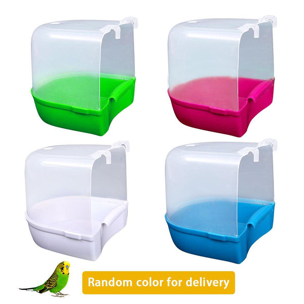 1PCS Parrot Bathtub With Mirror Pet Cage Accessories Bird Bath Shower Box Bird Cage Pet Small Bird Parrot Cage Bird Toys