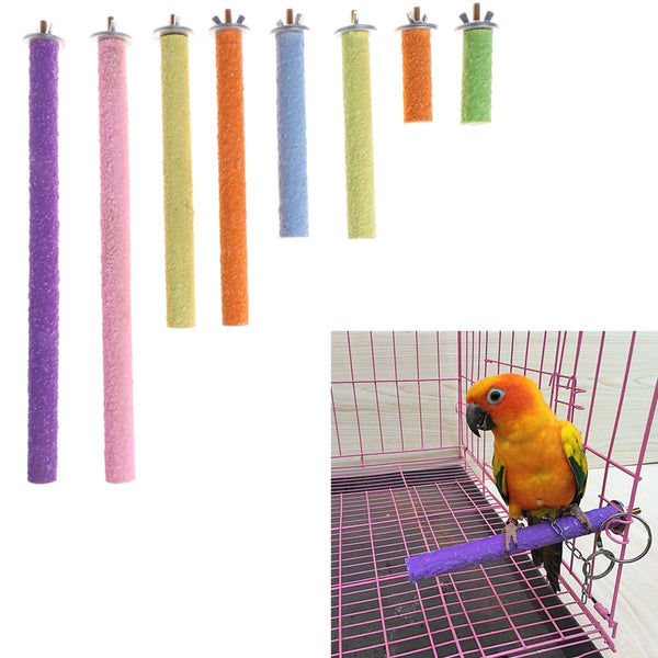 Bird Parrot Perch Stand Holder Color Emery Toys Grinding Claw Pet Cage Platform Accessories Chew Toy 10 Size Bird Supplies C42