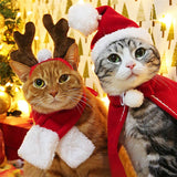 New Christmas Pet Costume 1Set Pet Cat Dog Hat Red Scarf Christmas Holiday Costume Small Animals Clothes Set 30